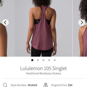 lululemon 105 singlet tank in  Heathered Bordeaux